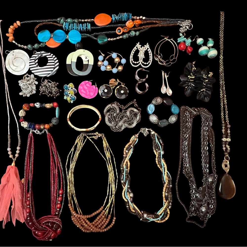 Stylish Large Mixed Jewelry Bundle- Necklaces, Bracelets and Earrings (26 items)